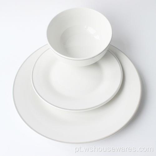 Bacia de macarrão de porcelana pratos brancos cerâmicos placa de restaurante